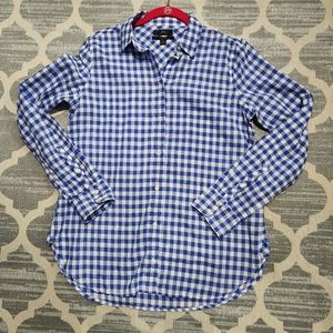 NEW J. Crew Classic-fit boy shirt in crinkle gingham Blue size 4